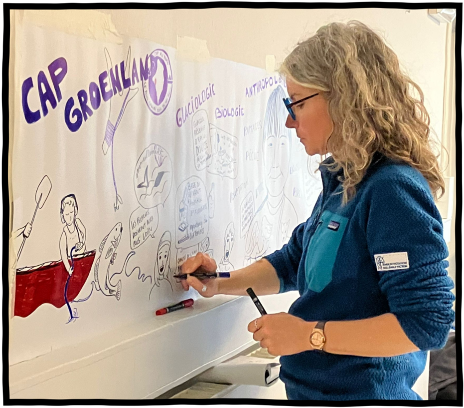 illustratrice dessine la fresque